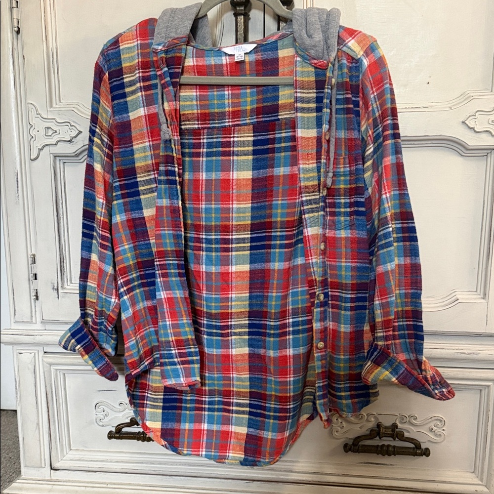 Time and Tru Multicolor Plaid Cardigan